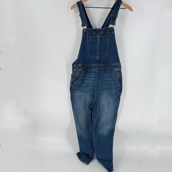 J.Crew Factory Denim Overalls Medium Wash Adjustable Straps Size Large - Picture 2 of 11